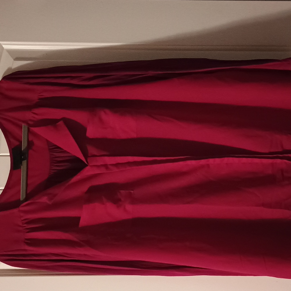 Worthington Woman Dark Pink Polyester top with knit sleeve and back 1x